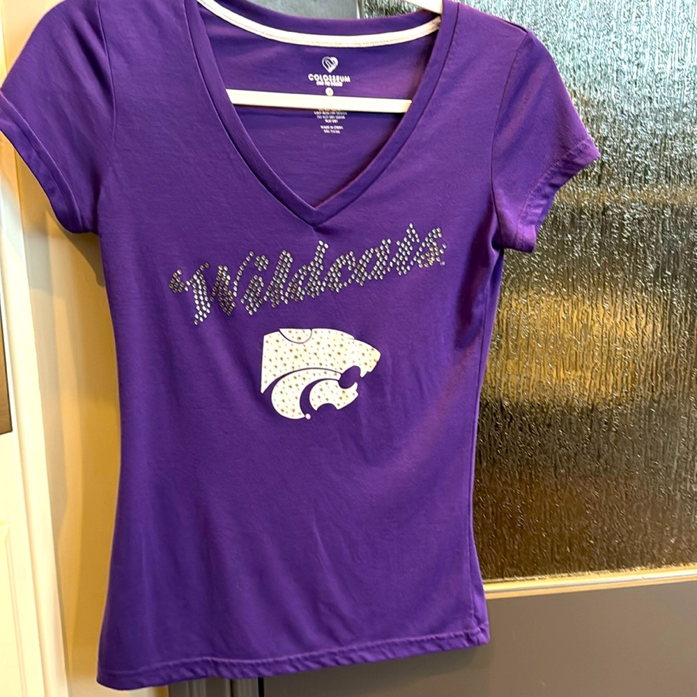 K state women’s size extra small T-shirt with rhinestones.